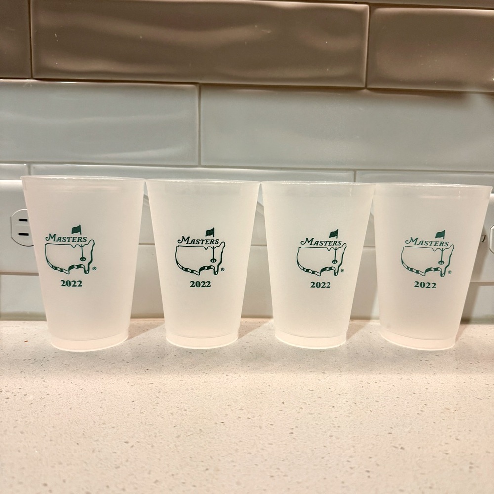 Masters Augusta National Golf Plastic Drink Cups - Lot of 4 - 16 oz - Souvenir